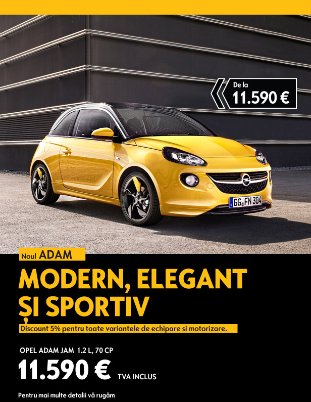 Opel Adam - Discount 6% pentru toate variantele de echipare si motorizare